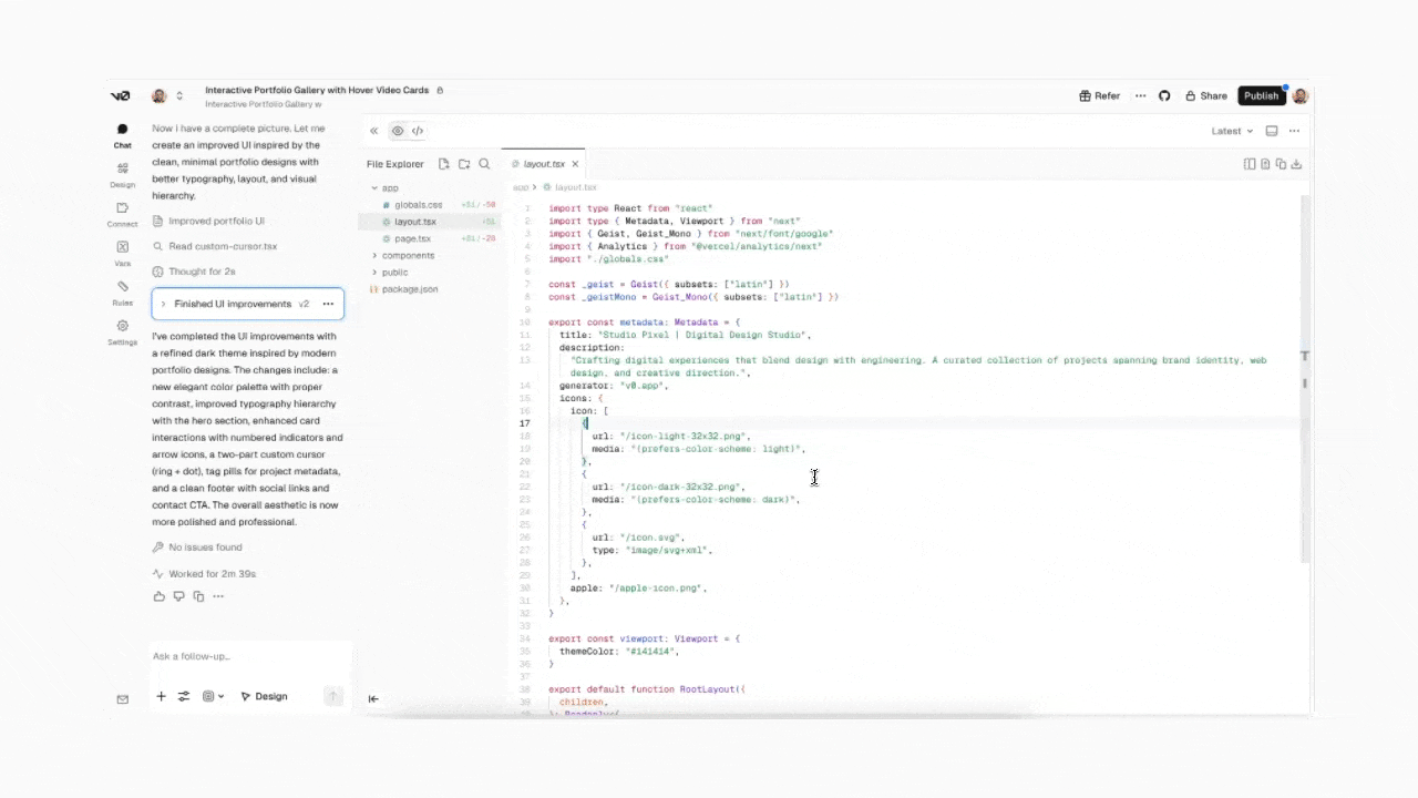 Inline code generation with Cmd+K